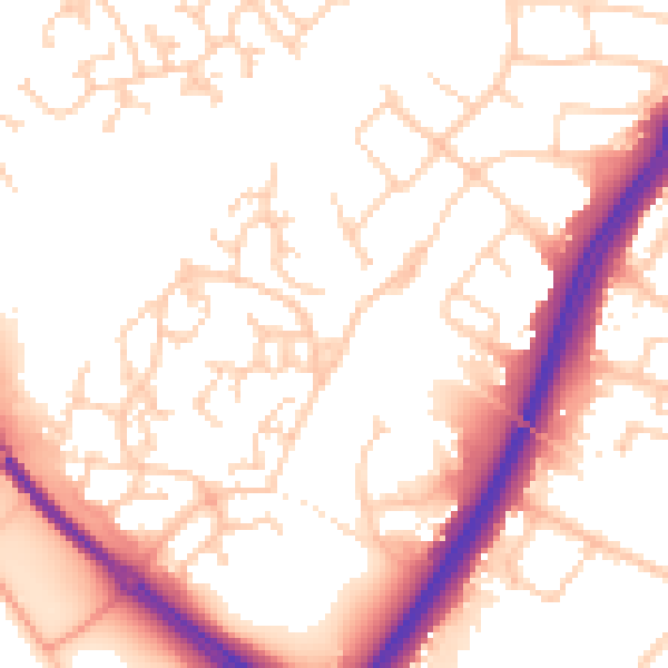 Daytime road noise heatmap for SO40 7JZ