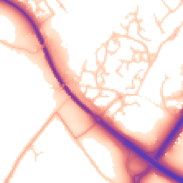 Daytime road noise heatmap for SO40 7PS