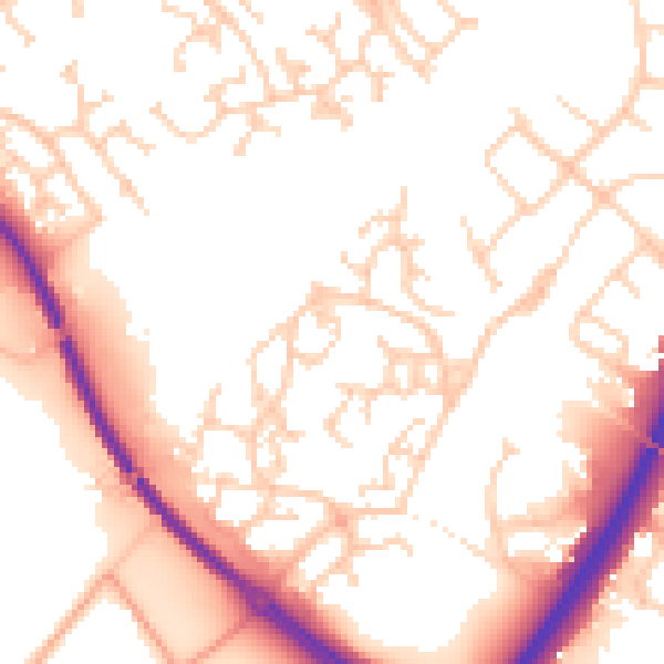Daytime road noise heatmap for SO40 7QA