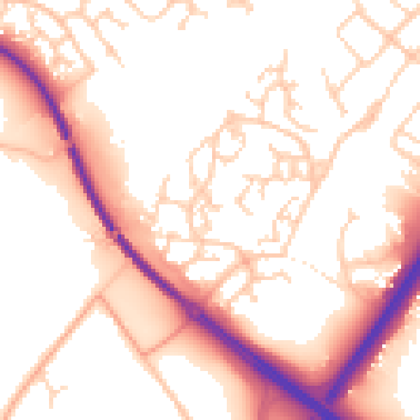 Daytime road noise heatmap for SO40 7QB
