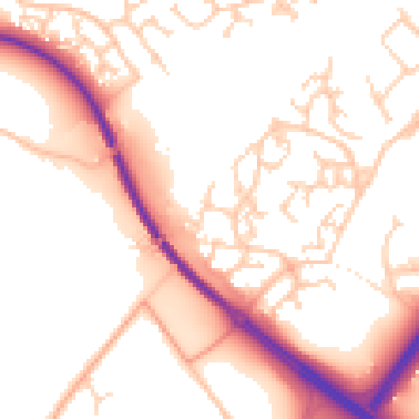 Daytime road noise heatmap for SO40 7QD