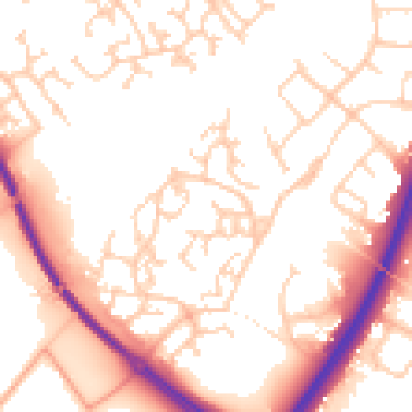 Daytime road noise heatmap for SO40 7QH