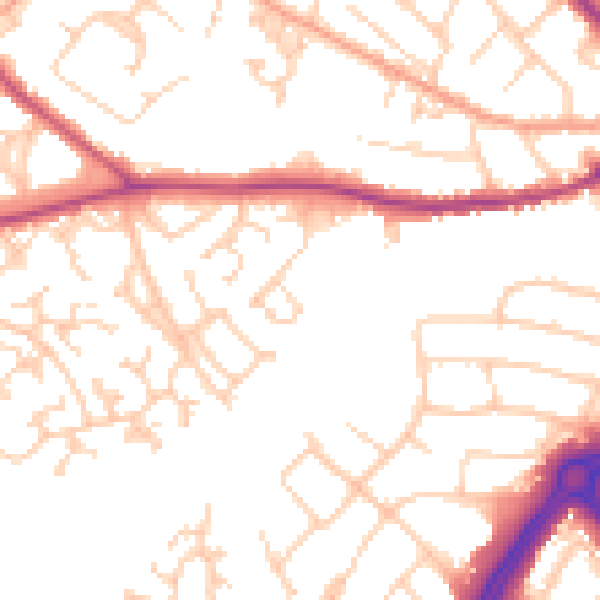 Daytime road noise heatmap for SO40 8AJ