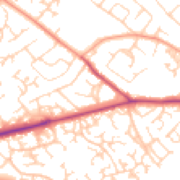 Daytime road noise heatmap for SO40 8EH