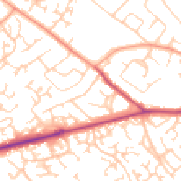 Daytime road noise heatmap for SO40 8ES