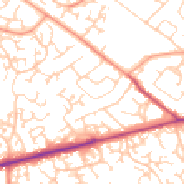 Daytime road noise heatmap for SO40 8EU