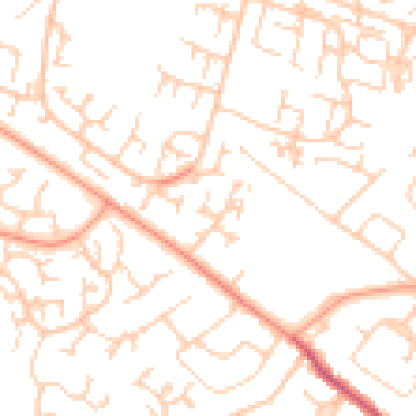 Daytime road noise heatmap for SO40 8SE