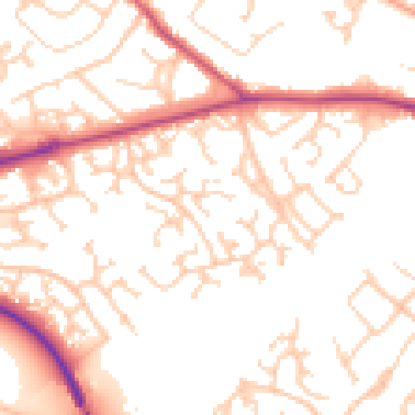 Daytime road noise heatmap for SO40 8SU