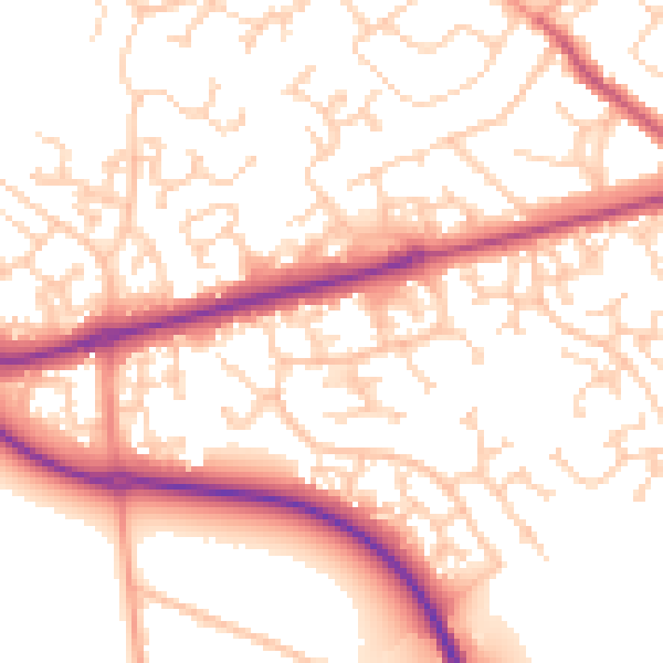 Daytime road noise heatmap for SO40 8SZ