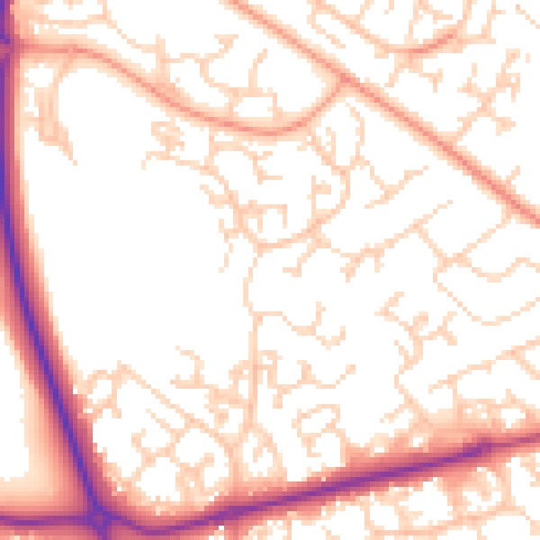 Daytime road noise heatmap for SO40 8UW