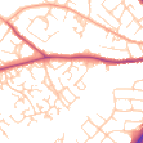 Daytime road noise heatmap for SO40 8WB