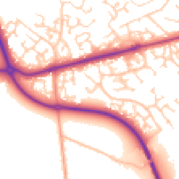 Daytime road noise heatmap for SO40 8WG