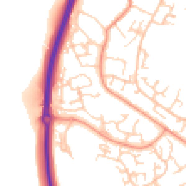 Daytime road noise heatmap for SO40 8XZ