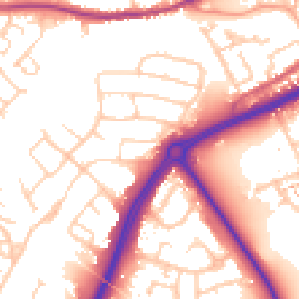 Daytime road noise heatmap for SO40 9AD
