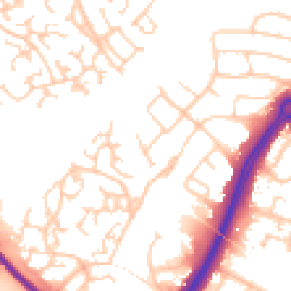 Daytime road noise heatmap for SO40 9AQ