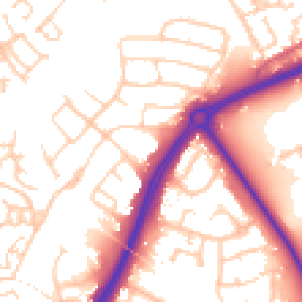 Daytime road noise heatmap for SO40 9AY