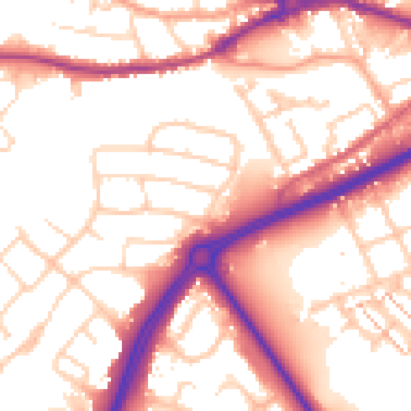 Daytime road noise heatmap for SO40 9BH