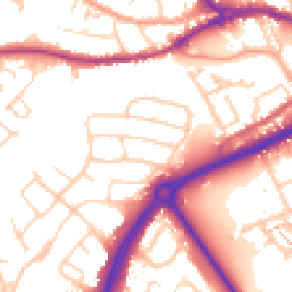 Daytime road noise heatmap for SO40 9BZ