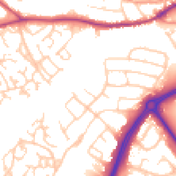 Daytime road noise heatmap for SO40 9DJ