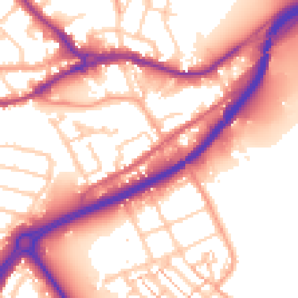 Daytime road noise heatmap for SO40 9DP