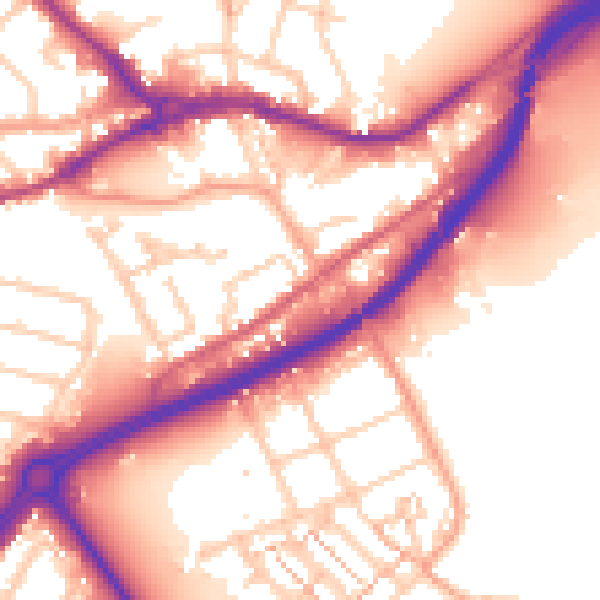 Daytime road noise heatmap for SO40 9DQ