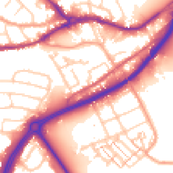 Daytime road noise heatmap for SO40 9DS
