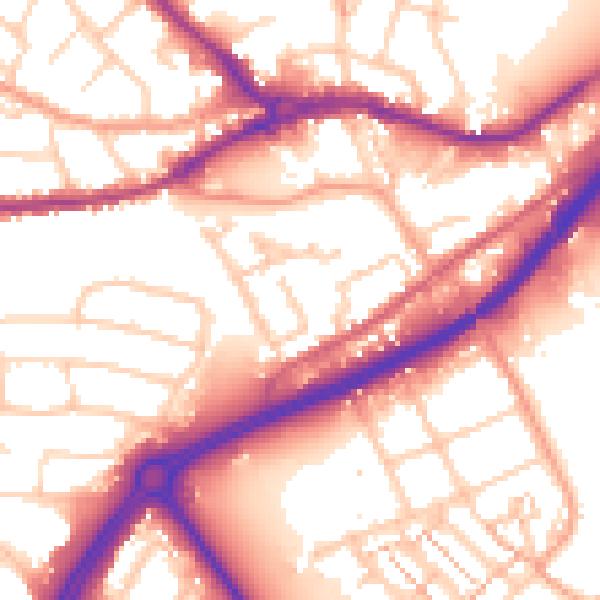 Daytime road noise heatmap for SO40 9DZ