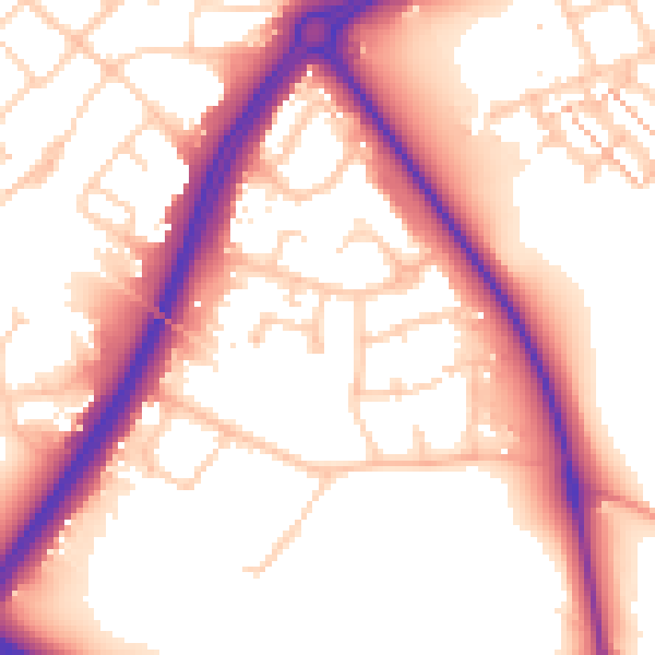 Daytime road noise heatmap for SO40 9EY