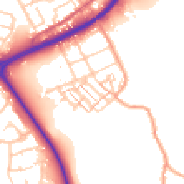 Daytime road noise heatmap for SO40 9GL