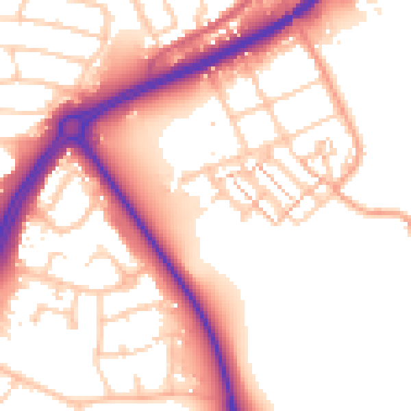 Daytime road noise heatmap for SO40 9GS
