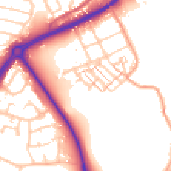 Daytime road noise heatmap for SO40 9GT