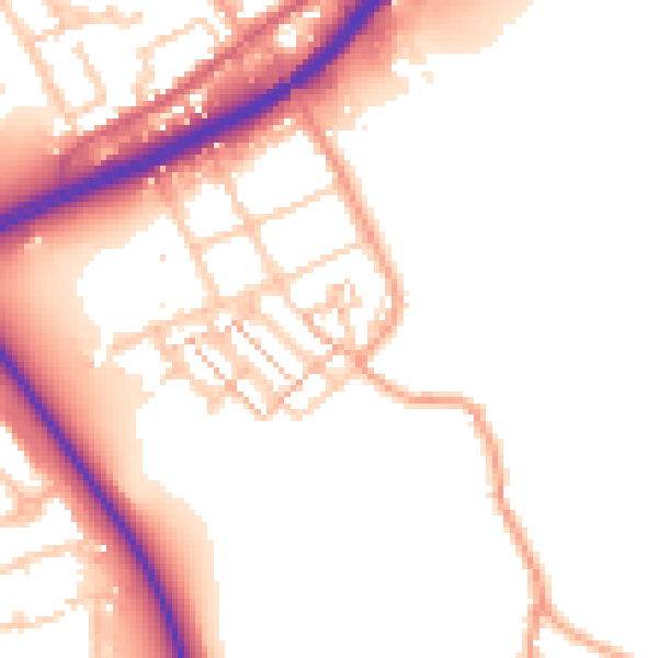 Daytime road noise heatmap for SO40 9HB