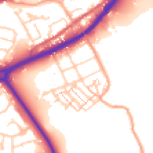 Daytime road noise heatmap for SO40 9JB