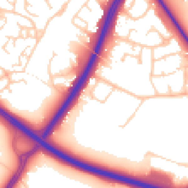 Daytime road noise heatmap for SO40 9JU