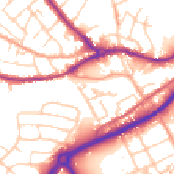 Daytime road noise heatmap for SO40 9NE