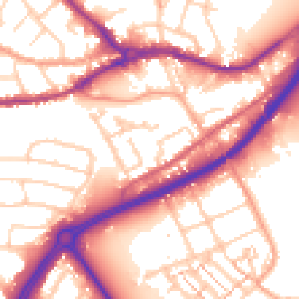 Daytime road noise heatmap for SO40 9PL