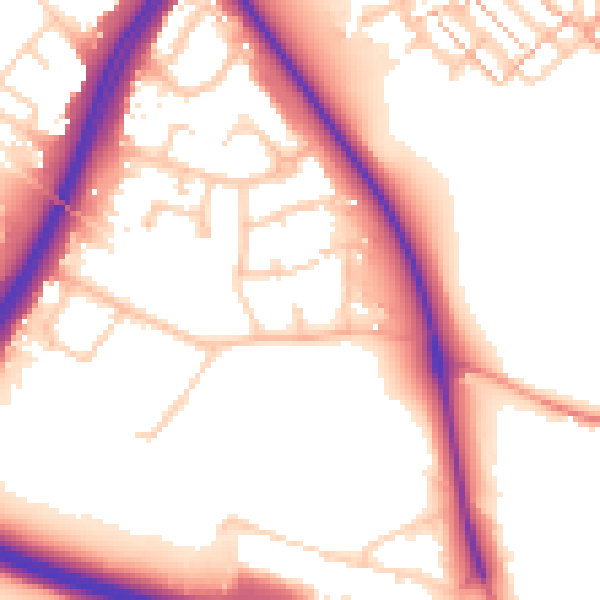 Daytime road noise heatmap for SO40 9UZ
