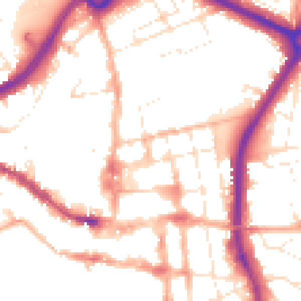 Daytime road noise heatmap for SP1 1DP