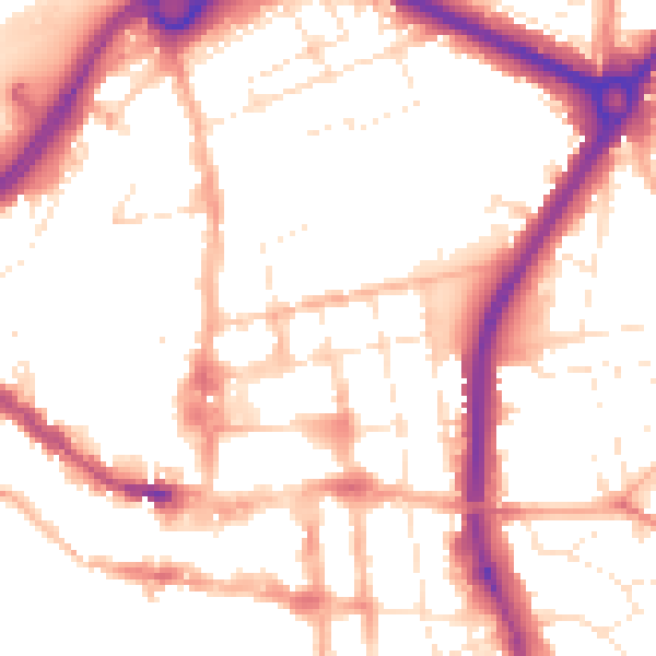 Daytime road noise heatmap for SP1 1ED