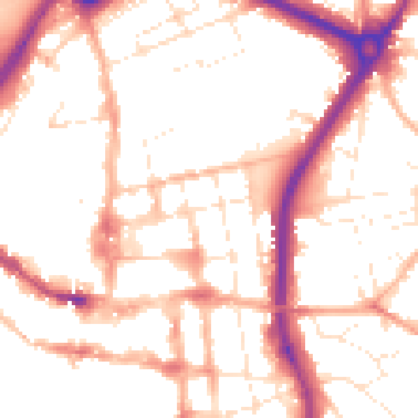 Daytime road noise heatmap for SP1 1EE