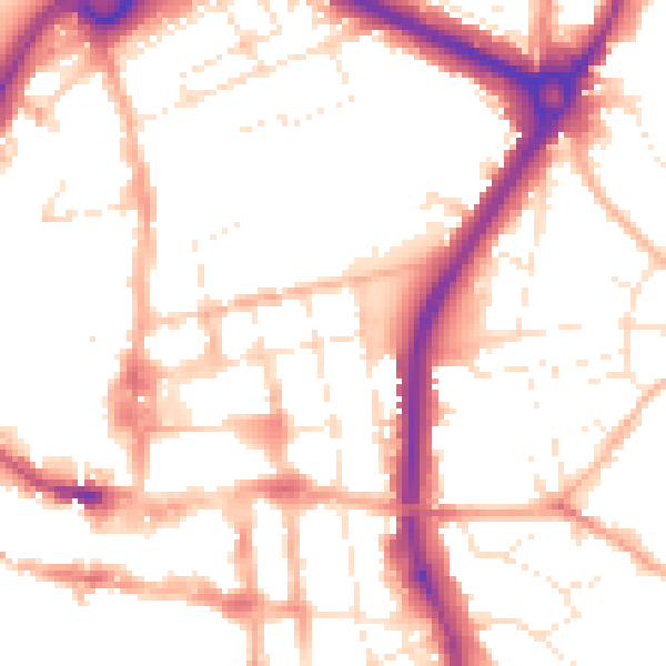 Daytime road noise heatmap for SP1 1EG