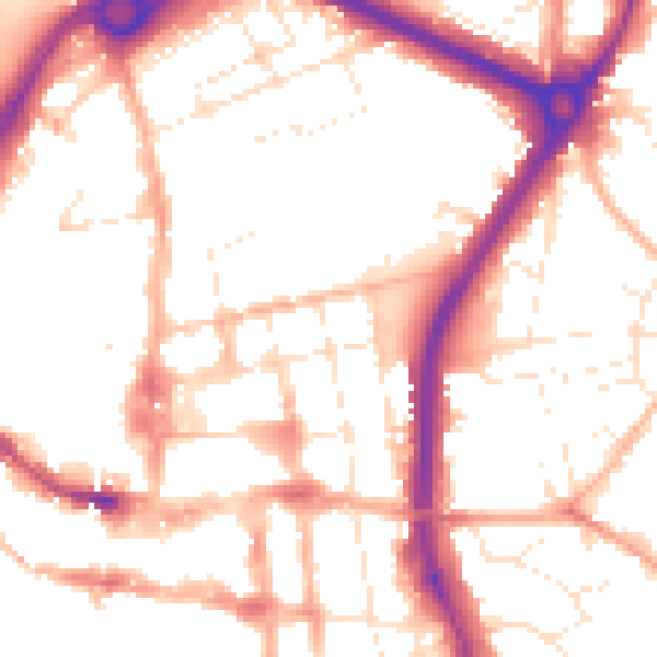 Daytime road noise heatmap for SP1 1EQ