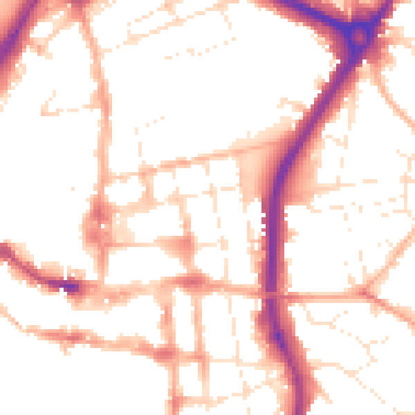 Daytime road noise heatmap for SP1 1FD