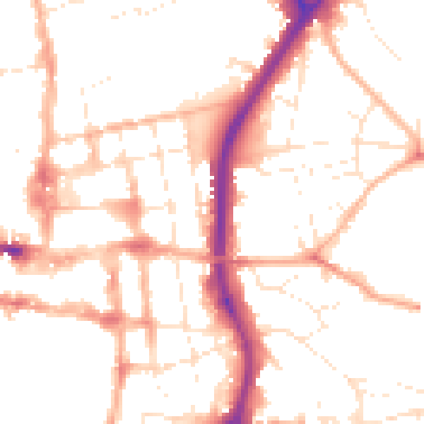 Daytime road noise heatmap for SP1 1HS