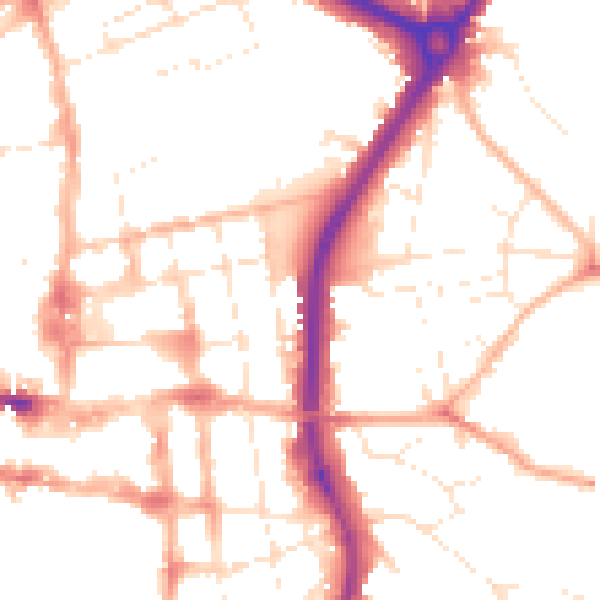 Daytime road noise heatmap for SP1 1JD