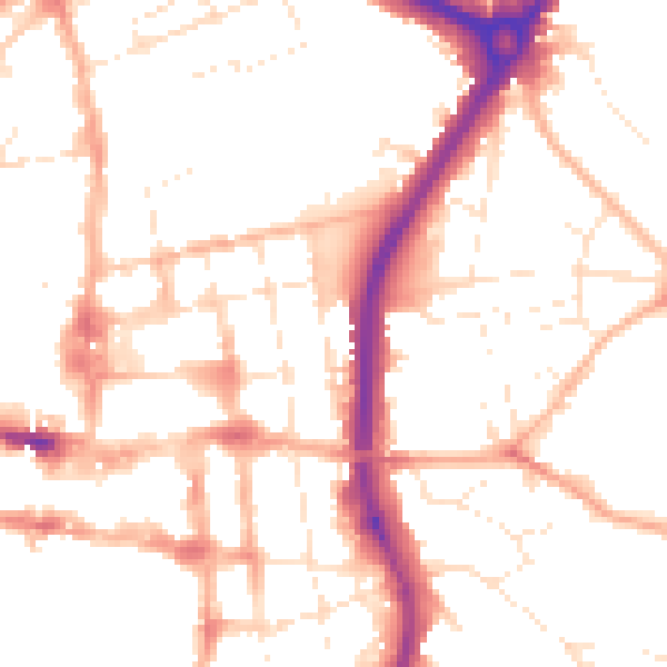 Daytime road noise heatmap for SP1 1JE