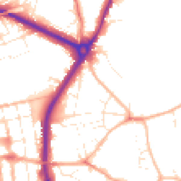 Daytime road noise heatmap for SP1 1JX