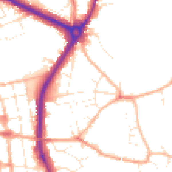 Daytime road noise heatmap for SP1 1JY