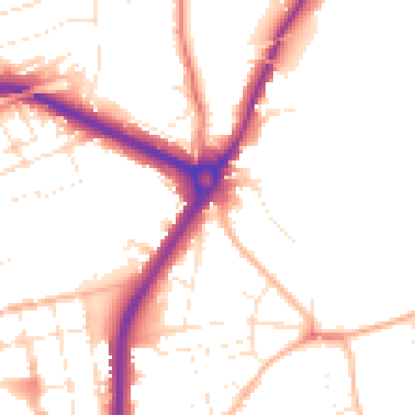 Daytime road noise heatmap for SP1 1LN