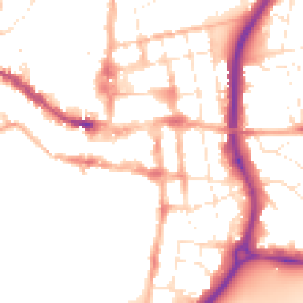 Daytime road noise heatmap for SP1 2DJ